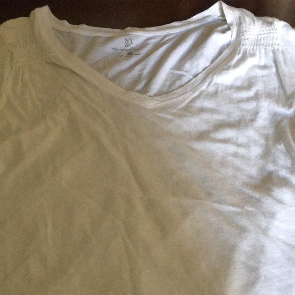 White shoulder sleeve top